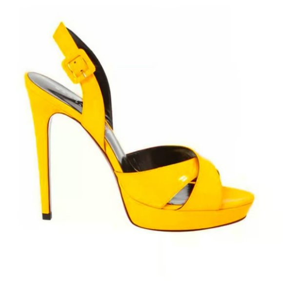 Barbara Bui Yellow Patent Leather Platform Sandals - Picture 6 of 6